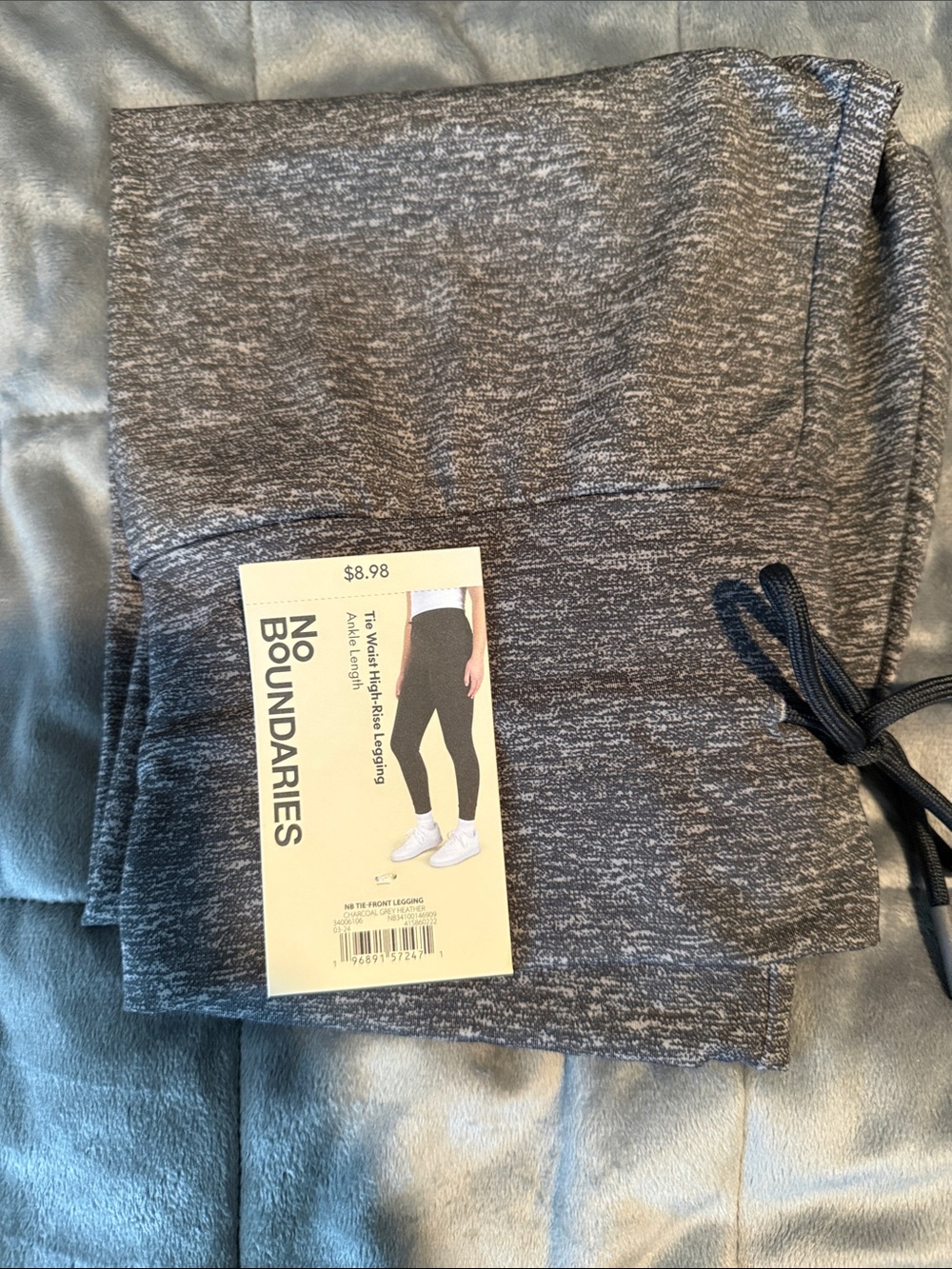 No Boundaries Charcoal Marled High-Rise Drawstring Leggings